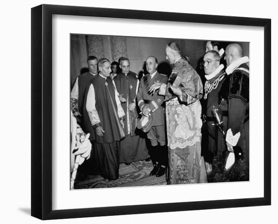 Cardinal Frederico Tedeschini Celebrating Mass at the Eucharistic Congress with Francisco Franco-Dmitri Kessel-Framed Photographic Print