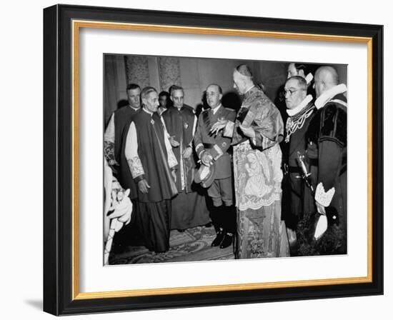 Cardinal Frederico Tedeschini Celebrating Mass at the Eucharistic Congress with Francisco Franco-Dmitri Kessel-Framed Photographic Print