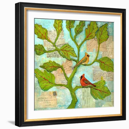 Cardinal Love Notes-Blenda Tyvoll-Framed Art Print