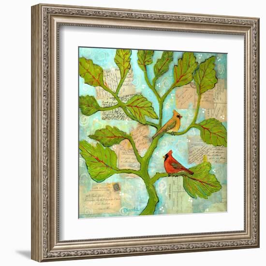 Cardinal Love Notes-Blenda Tyvoll-Framed Art Print