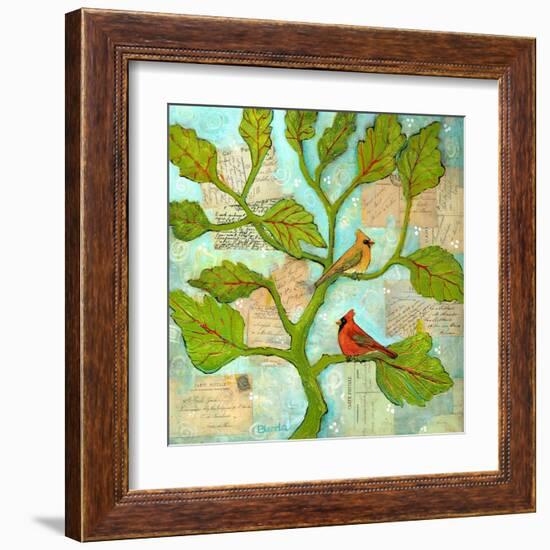 Cardinal Love Notes-Blenda Tyvoll-Framed Art Print