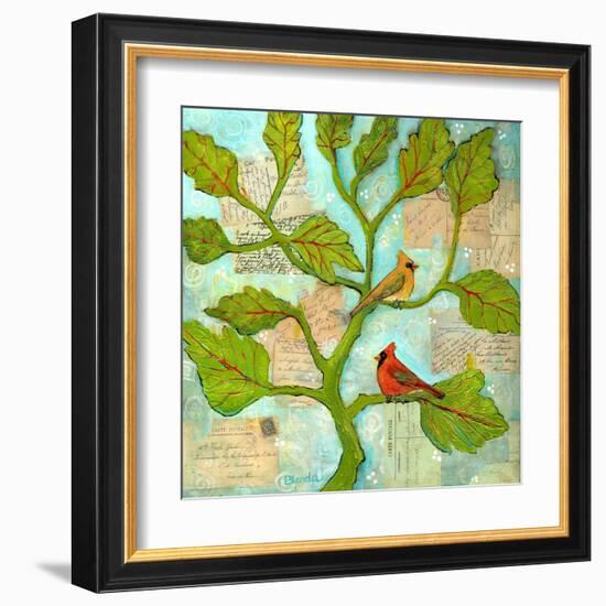 Cardinal Love Notes-Blenda Tyvoll-Framed Art Print