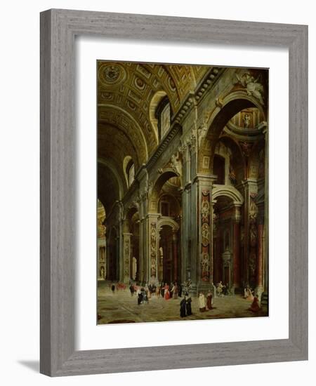 Cardinal Melchior De Polignac (1661-1742) Visiting St. Peter's in Rome-Giovanni Paolo Pannini-Framed Giclee Print