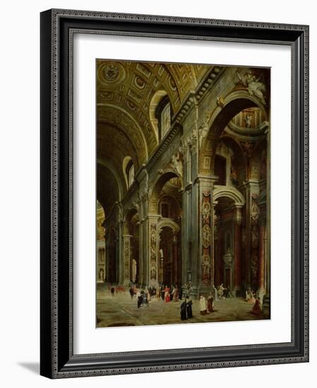 Cardinal Melchior De Polignac (1661-1742) Visiting St. Peter's in Rome-Giovanni Paolo Pannini-Framed Giclee Print