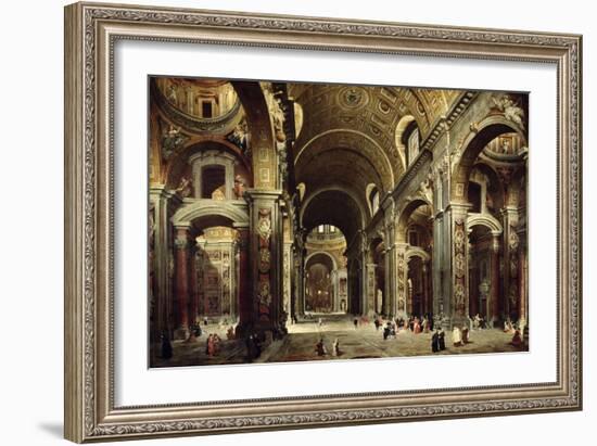Cardinal Melchior de Polignac Visiting St. Peter's in Rome, 1730-Giovanni Paolo Pannini-Framed Giclee Print