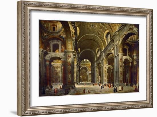 Cardinal Melchior De Polignac Visiting the Basilica of Saint Peter in Rome-Giovanni Paolo Panini-Framed Giclee Print