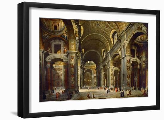 Cardinal Melchior De Polignac Visiting the Basilica of Saint Peter in Rome-Giovanni Paolo Panini-Framed Giclee Print