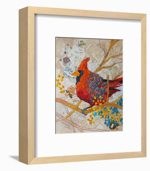 Cardinal On White-null-Framed Art Print