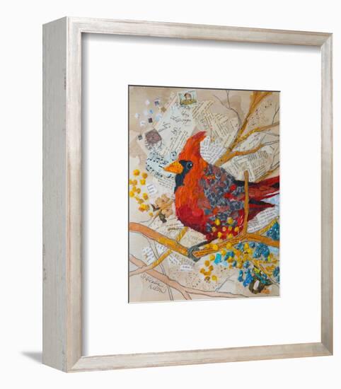 Cardinal On White-null-Framed Art Print