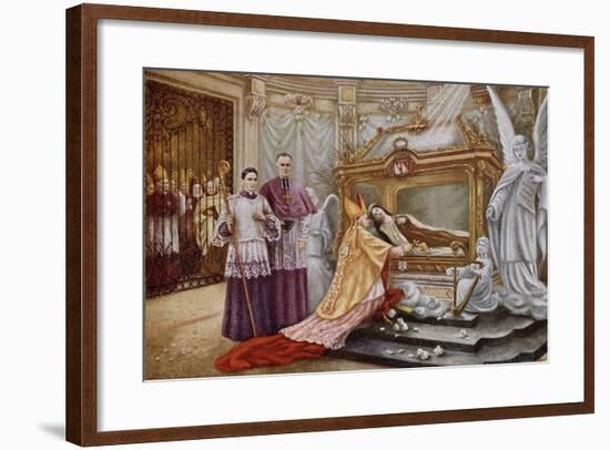 Cardinal Vico, the Papal Legate, before the Coffin of St. Therese of Lisieux-null-Framed Giclee Print