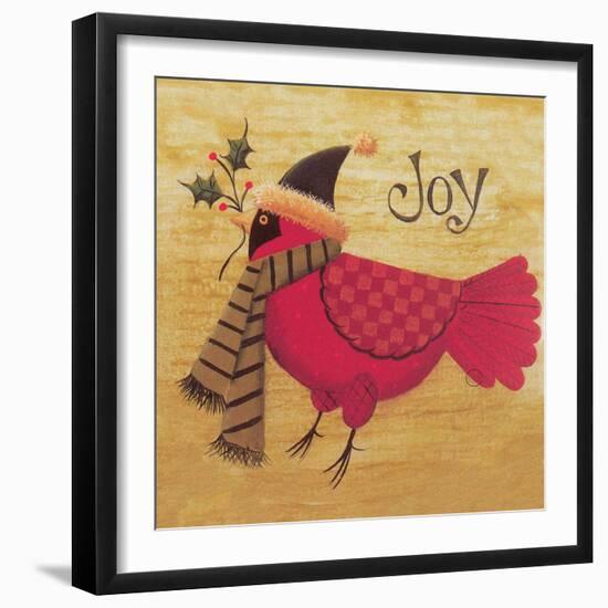 Cardinal Wearing Hat and Scarf Joy-Beverly Johnston-Framed Giclee Print