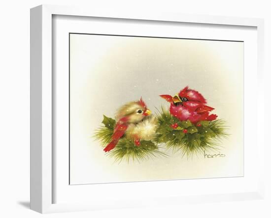 Cardinals and Holly-Peggy Harris-Framed Giclee Print