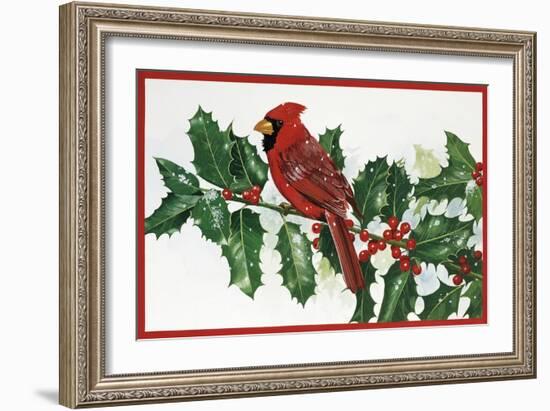 Cardinals and Holly-William Vanderdasson-Framed Giclee Print