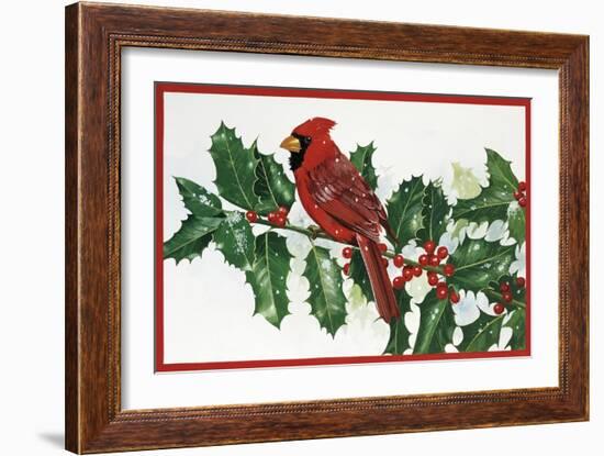 Cardinals and Holly-William Vanderdasson-Framed Giclee Print