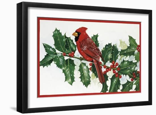 Cardinals and Holly-William Vanderdasson-Framed Giclee Print