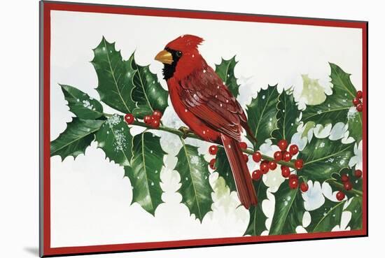 Cardinals and Holly-William Vanderdasson-Mounted Giclee Print