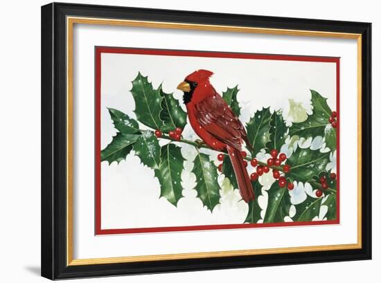 Cardinals and Holly-William Vanderdasson-Framed Giclee Print