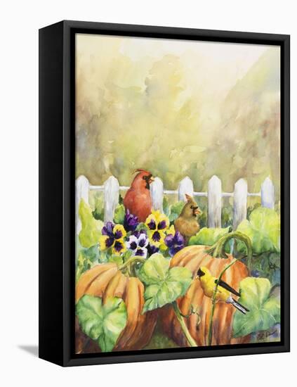 Cardinals in Pumpkin Patch-Sarah Davis-Framed Premier Image Canvas