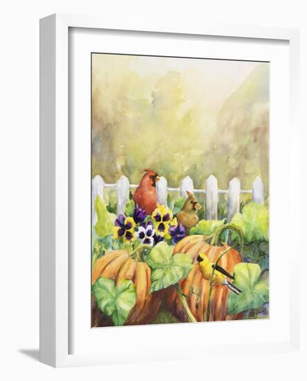 Cardinals in Pumpkin Patch-Sarah Davis-Framed Giclee Print