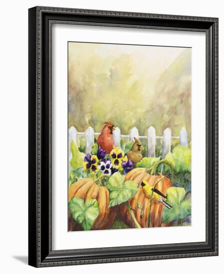 Cardinals in Pumpkin Patch-Sarah Davis-Framed Giclee Print