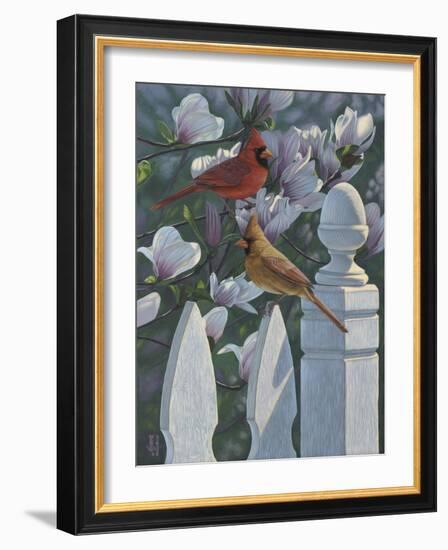 Cardinals Magnolias-Jeffrey Hoff-Framed Giclee Print