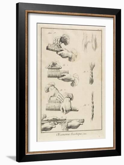 Carding and Combing (Plate II), 1762-Denis Diderot-Framed Giclee Print