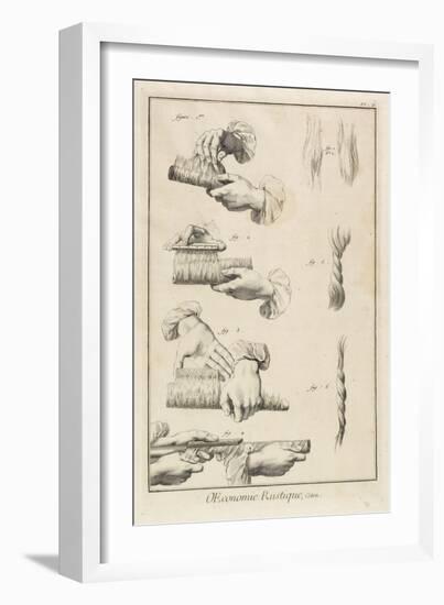 Carding and Combing (Plate II), 1762-Denis Diderot-Framed Giclee Print