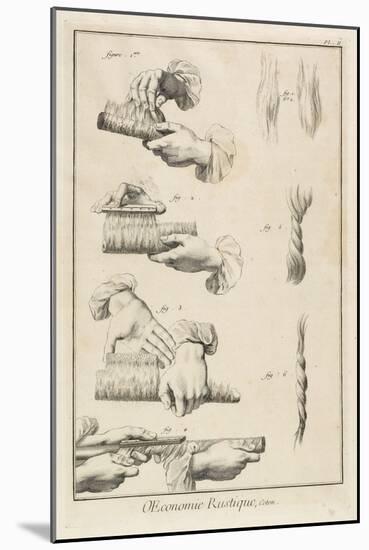 Carding and Combing (Plate II), 1762-Denis Diderot-Mounted Giclee Print