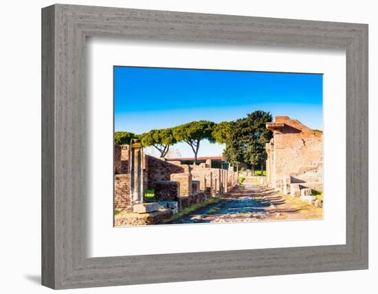 Cardus, Ostia Antica archaeological site, Ostia, Rome province, Latium (Lazio), Italy, Europe-Nico Tondini-Framed Photographic Print