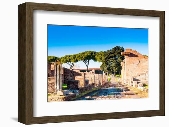 Cardus, Ostia Antica archaeological site, Ostia, Rome province, Latium (Lazio), Italy, Europe-Nico Tondini-Framed Photographic Print
