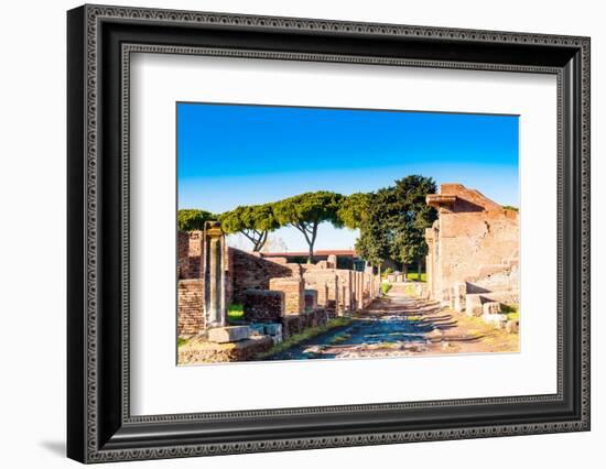 Cardus, Ostia Antica archaeological site, Ostia, Rome province, Latium (Lazio), Italy, Europe-Nico Tondini-Framed Photographic Print