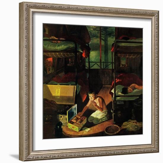 "Care Package at Camp," August 6, 1960-George Hughes-Framed Giclee Print