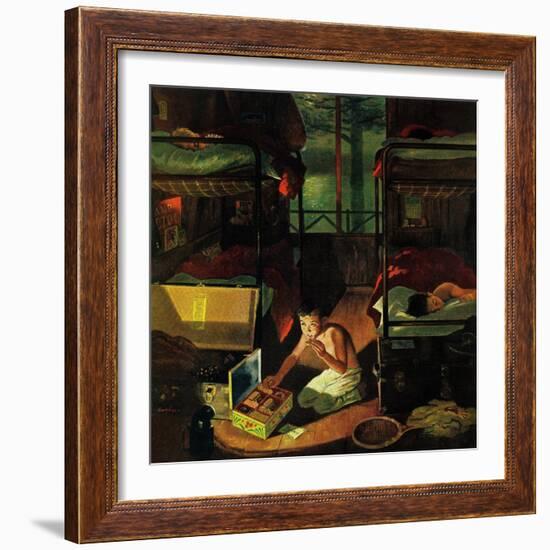 "Care Package at Camp," August 6, 1960-George Hughes-Framed Giclee Print