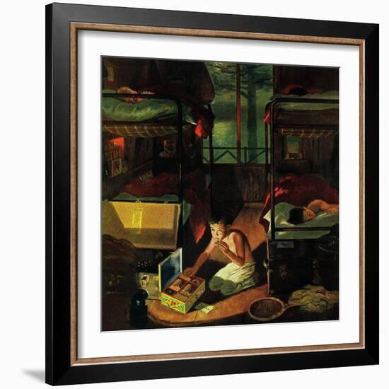 "Care Package at Camp," August 6, 1960-George Hughes-Framed Giclee Print