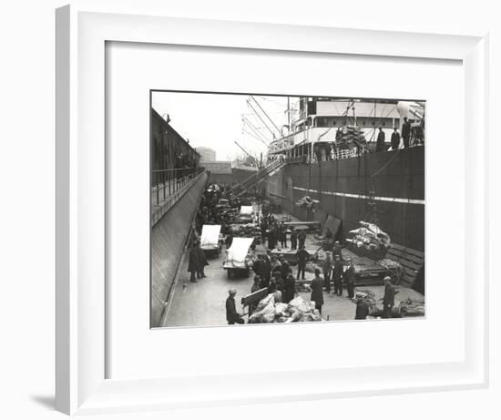 Cargo Being Loaded or Unloaded from a Ship, Royal Victoria Dock, Canning Town, London, C1930-null-Framed Giclee Print