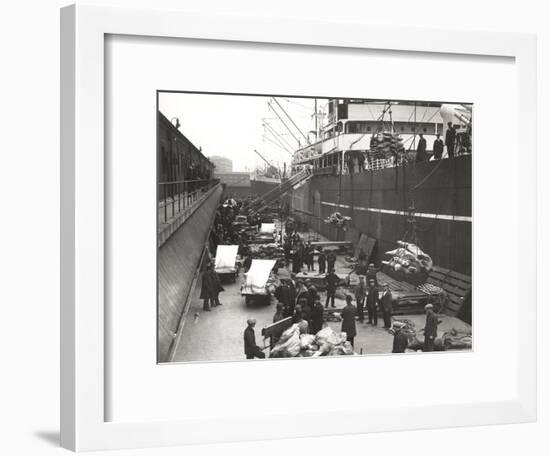 Cargo Being Loaded or Unloaded from a Ship, Royal Victoria Dock, Canning Town, London, C1930-null-Framed Giclee Print