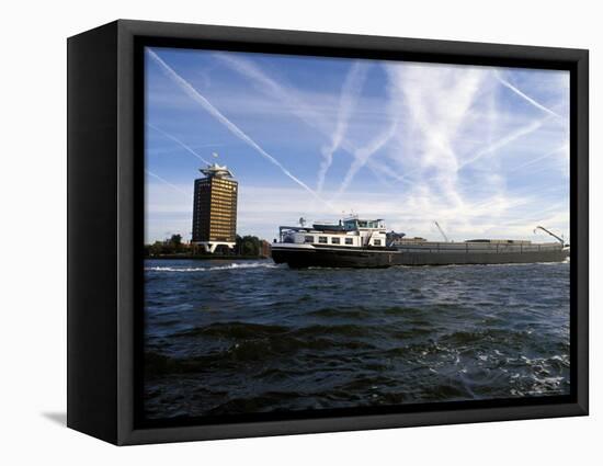 Cargo Boat on the River Ij, Amsterdam, the Netherlands (Holland)-Richard Nebesky-Framed Premier Image Canvas