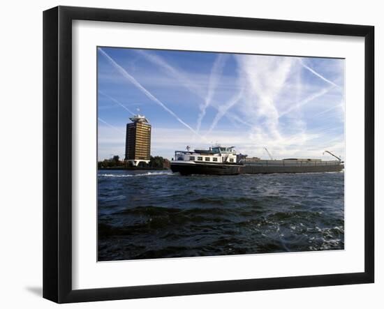 Cargo Boat on the River Ij, Amsterdam, the Netherlands (Holland)-Richard Nebesky-Framed Photographic Print