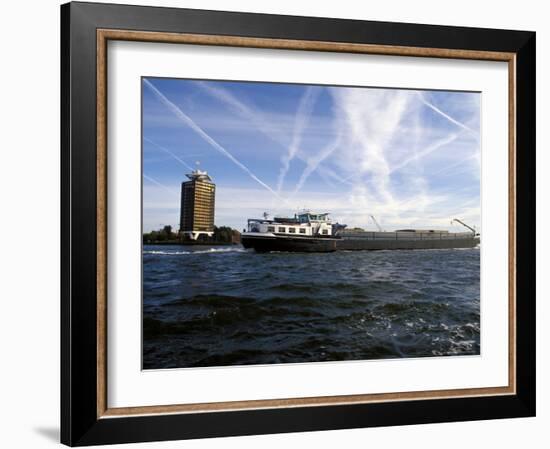 Cargo Boat on the River Ij, Amsterdam, the Netherlands (Holland)-Richard Nebesky-Framed Photographic Print