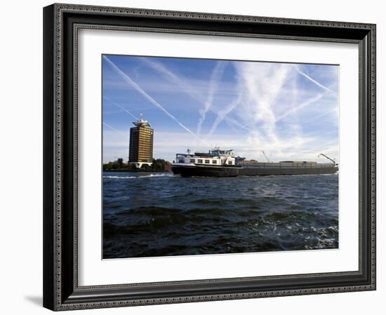 Cargo Boat on the River Ij, Amsterdam, the Netherlands (Holland)-Richard Nebesky-Framed Photographic Print