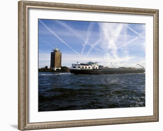 Cargo Boat on the River Ij, Amsterdam, the Netherlands (Holland)-Richard Nebesky-Framed Photographic Print