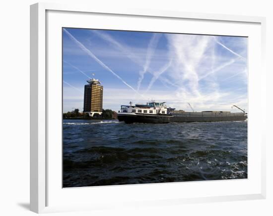 Cargo Boat on the River Ij, Amsterdam, the Netherlands (Holland)-Richard Nebesky-Framed Photographic Print