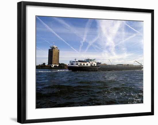 Cargo Boat on the River Ij, Amsterdam, the Netherlands (Holland)-Richard Nebesky-Framed Photographic Print