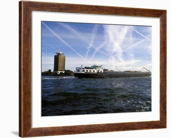 Cargo Boat on the River Ij, Amsterdam, the Netherlands (Holland)-Richard Nebesky-Framed Photographic Print