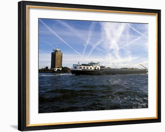 Cargo Boat on the River Ij, Amsterdam, the Netherlands (Holland)-Richard Nebesky-Framed Photographic Print