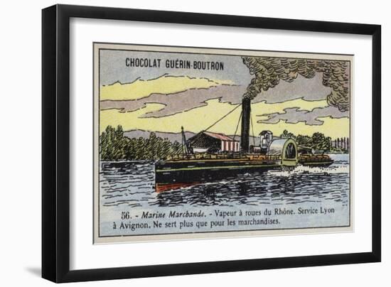 Cargo Paddle Steamer on the Rhone, France-null-Framed Giclee Print