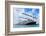 Cargo Ship at Miami Harbor with Crane and Blue Sky over Sea.-Songquan Deng-Framed Photographic Print