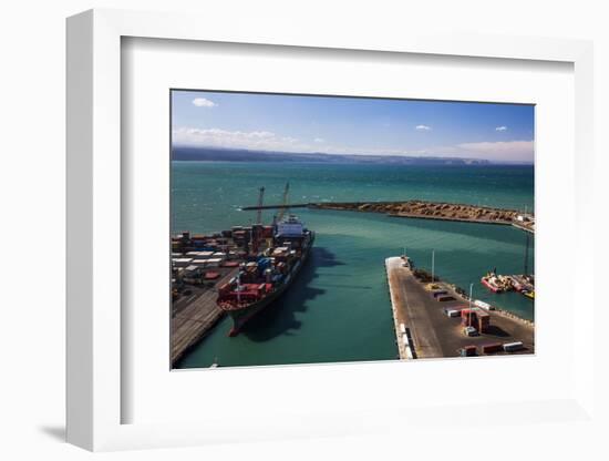 Cargo Ship in Napier Port, Hawkes Bay Region, North Island, New Zealand, Pacific-Matthew Williams-Ellis-Framed Photographic Print