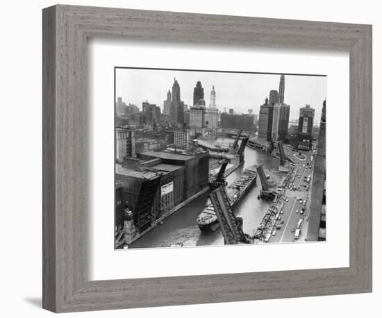 Cargo Ship on Chicago River-null-Framed Photographic Print