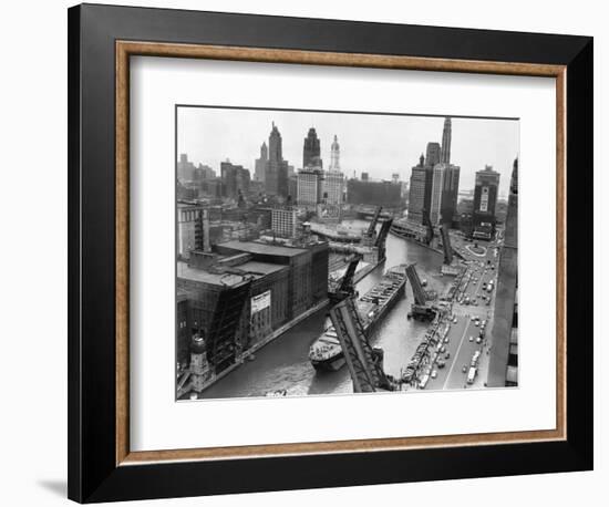 Cargo Ship on Chicago River-null-Framed Photographic Print